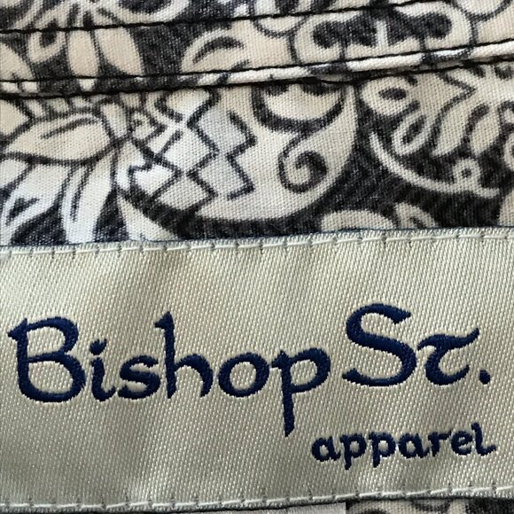 Bishop Street Hawaiian Shirt Men 3XL Gray Pineapple Floral Pocket Pullover 18264 - Picture 3 of 10